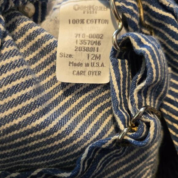 Vintage OshKosh Shortalls Size 12Mo Stripe Shorts USA Vestbak - Picture 4 of 4
